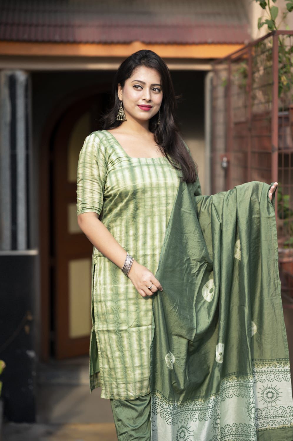 Chanderi cotton Shibory tye and dye kurti sets
