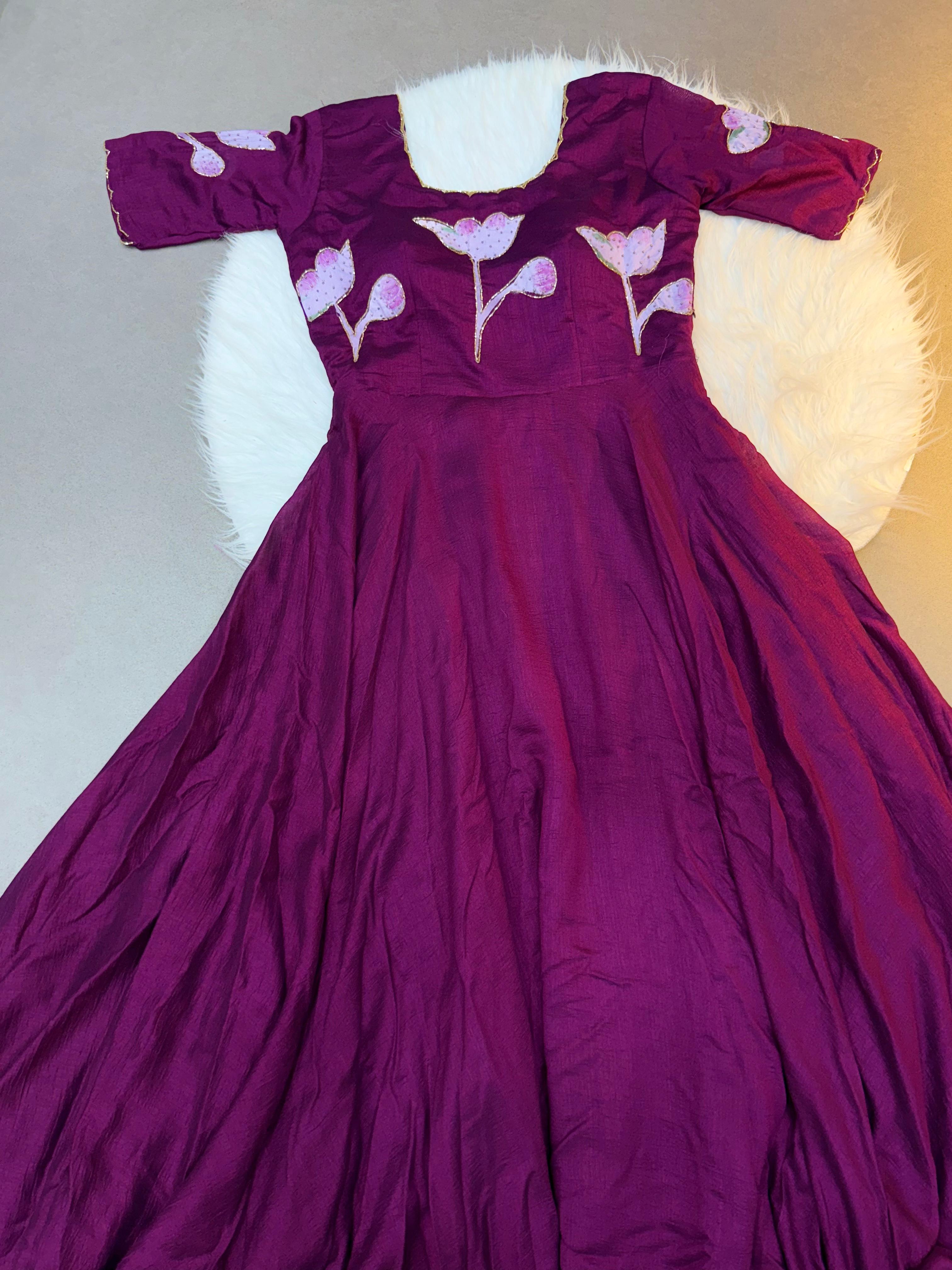 Hand painted with maggam Cafe Gowns