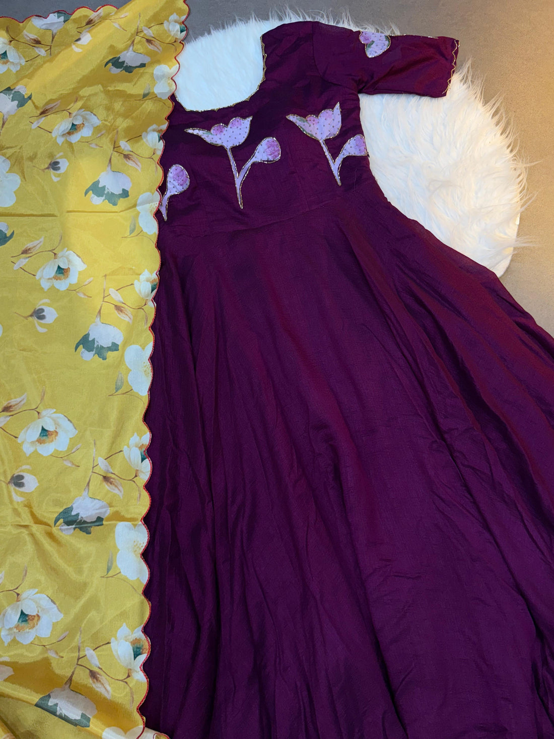 Hand painted with maggam Cafe Gowns