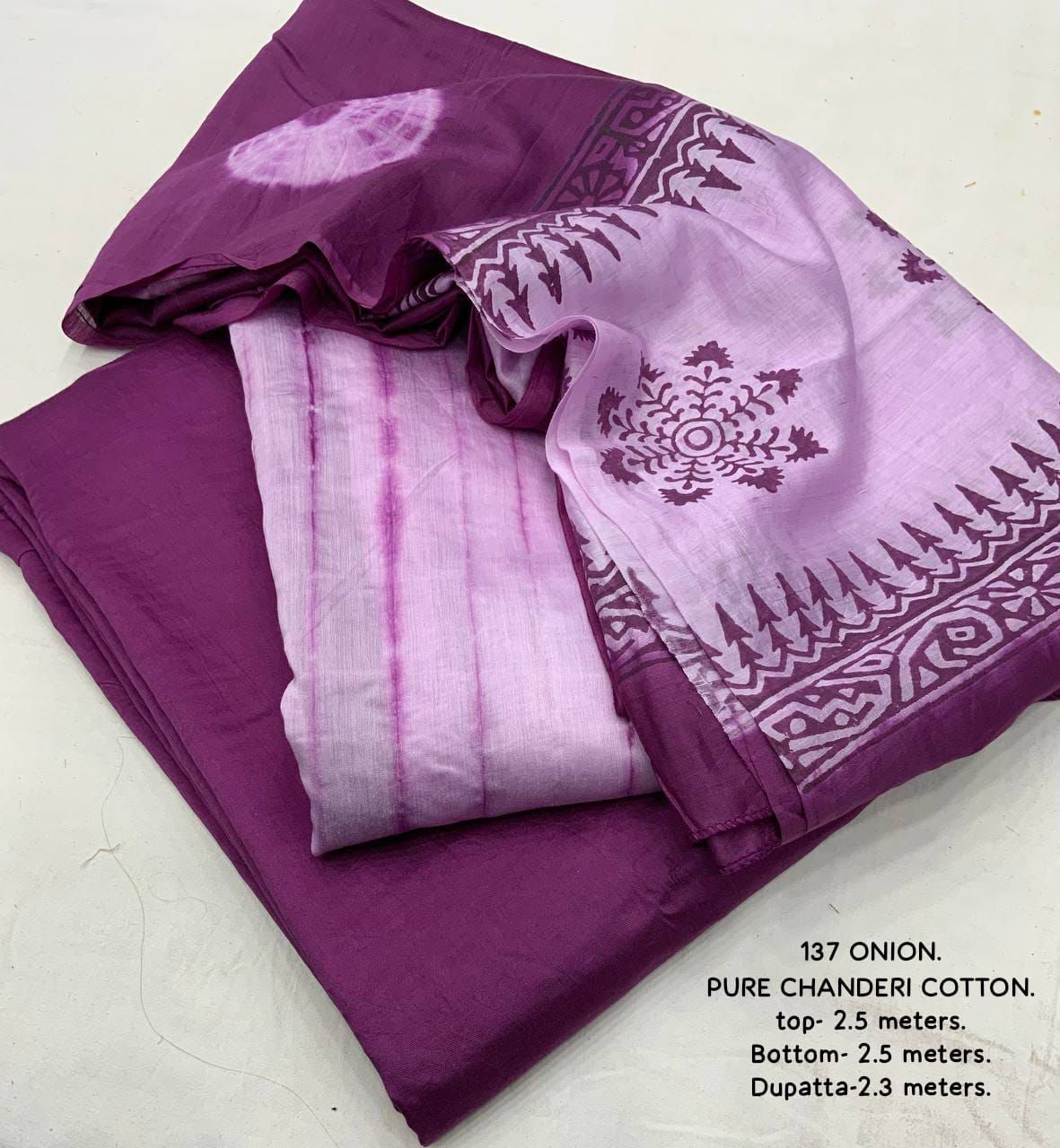 Chanderi cotton Shibory tye and dye kurti sets