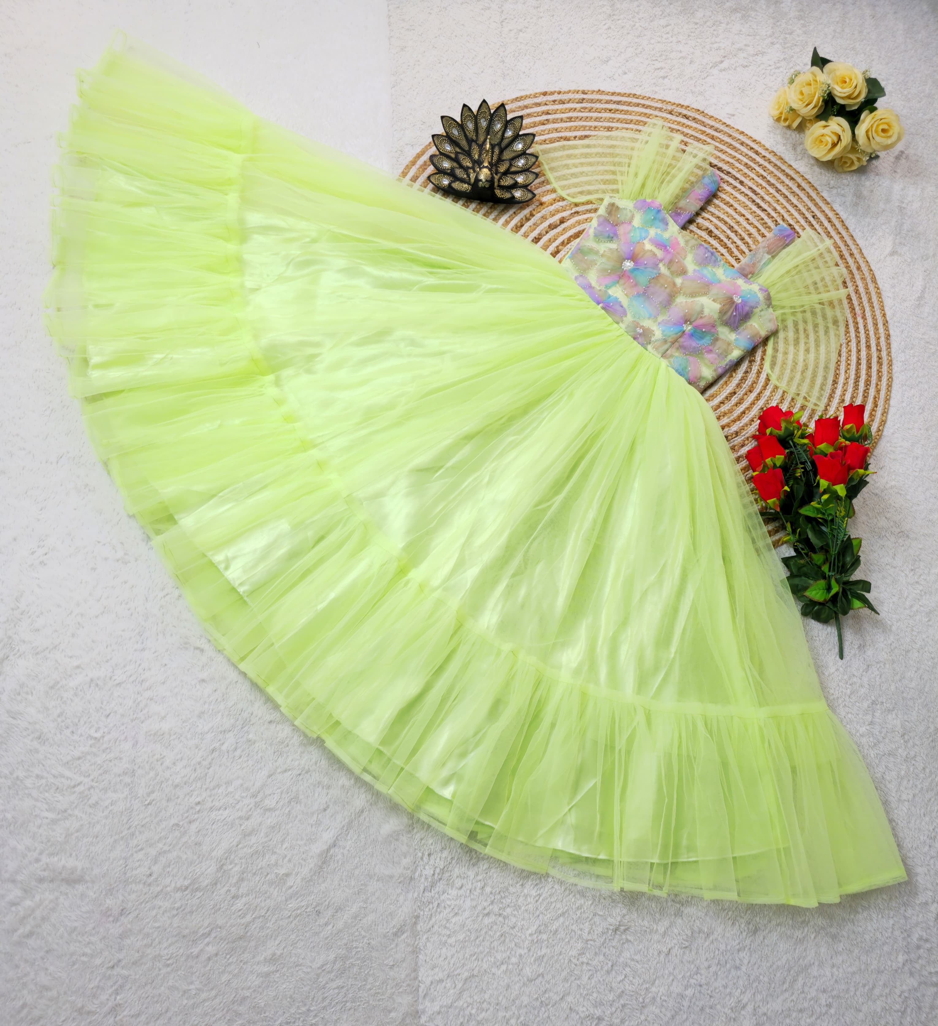 Cafe Gowns Premium soft net with designer work midi