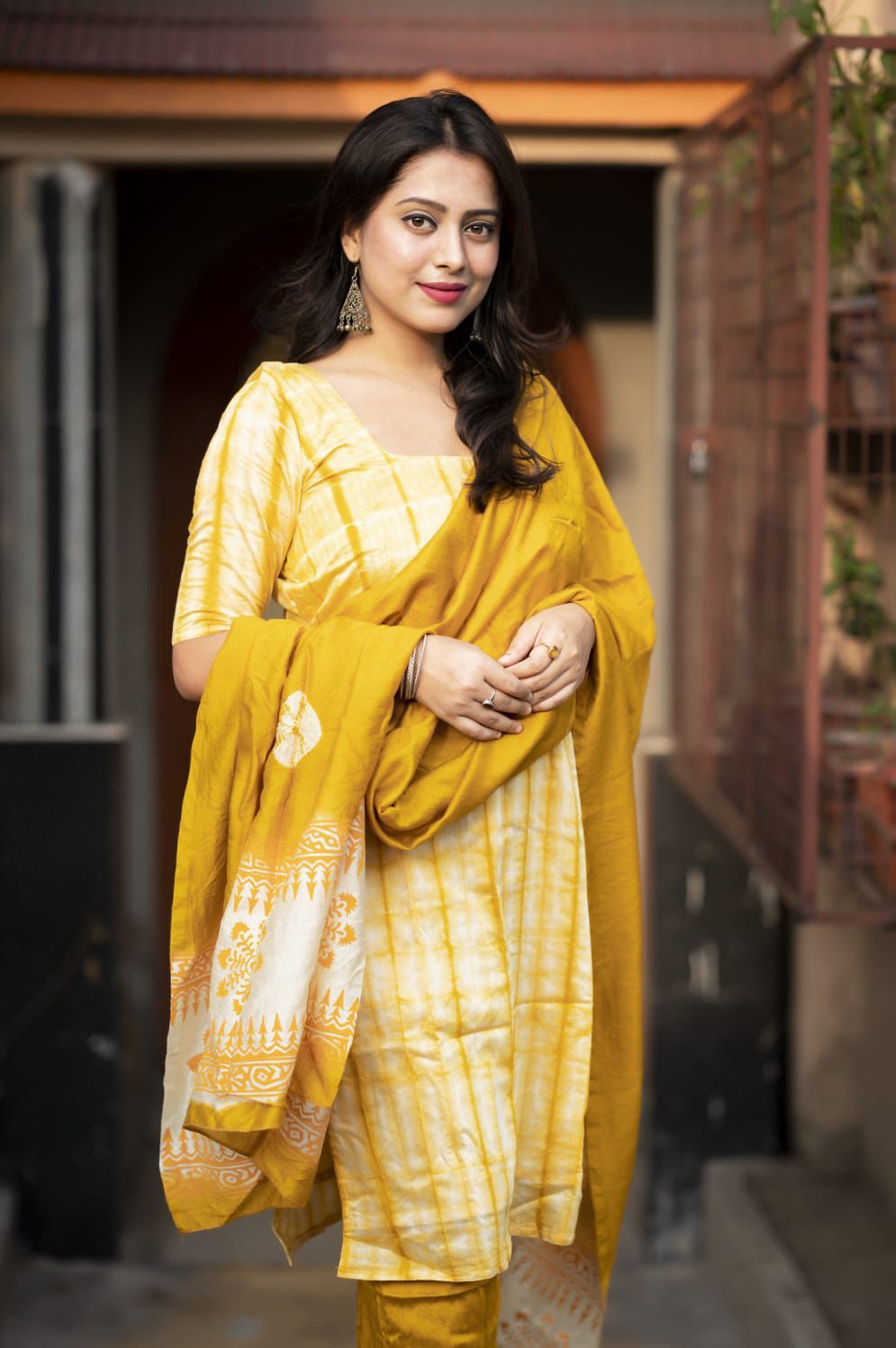 Chanderi cotton Shibory tye and dye kurti sets