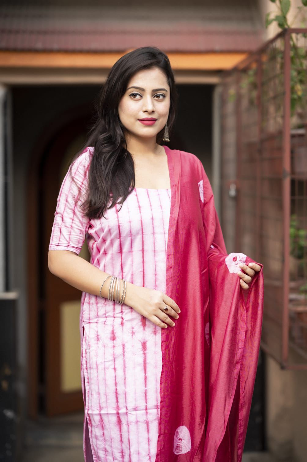 Chanderi cotton Shibory tye and dye kurti sets