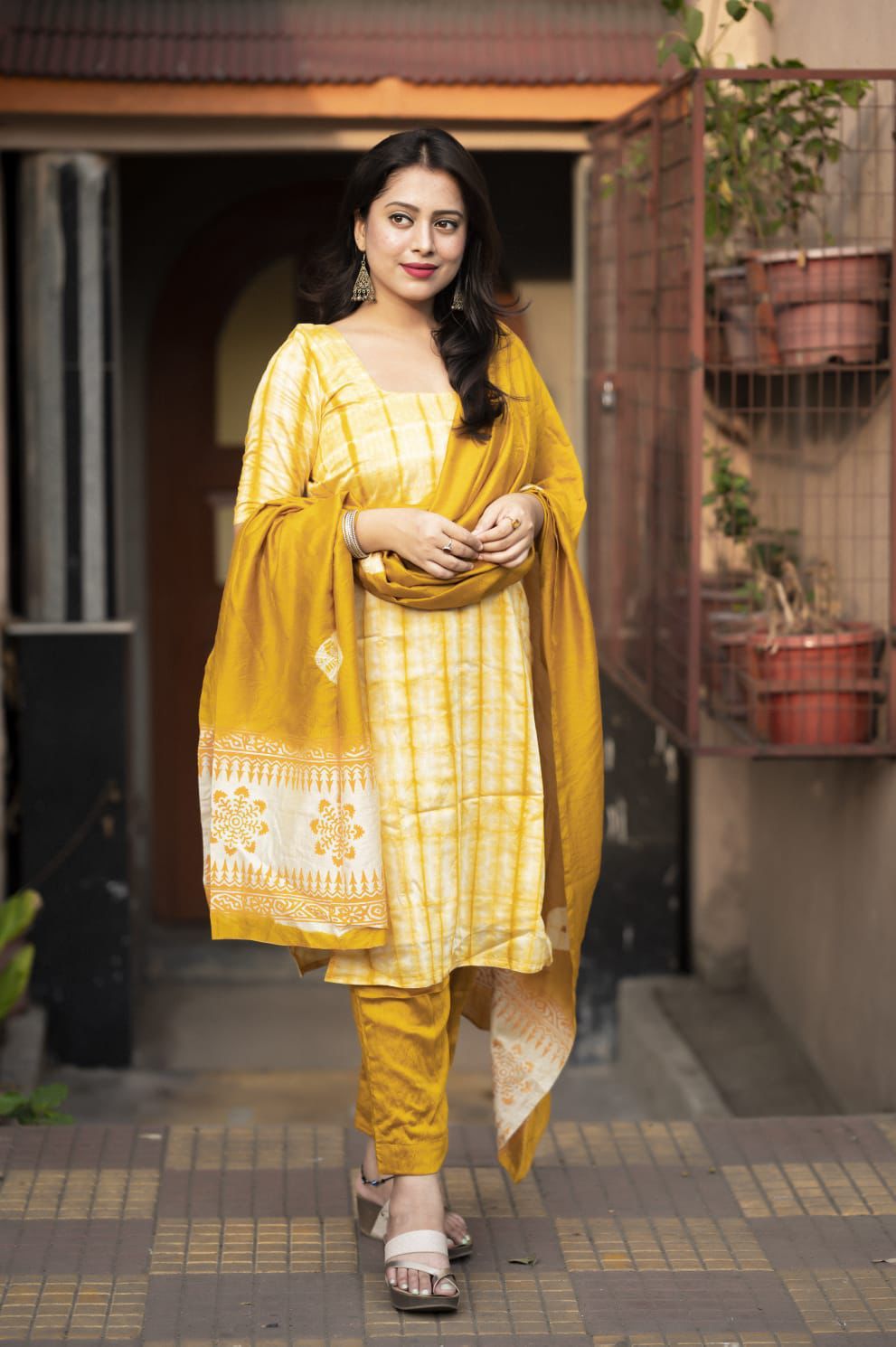 Chanderi cotton Shibory tye and dye kurti sets