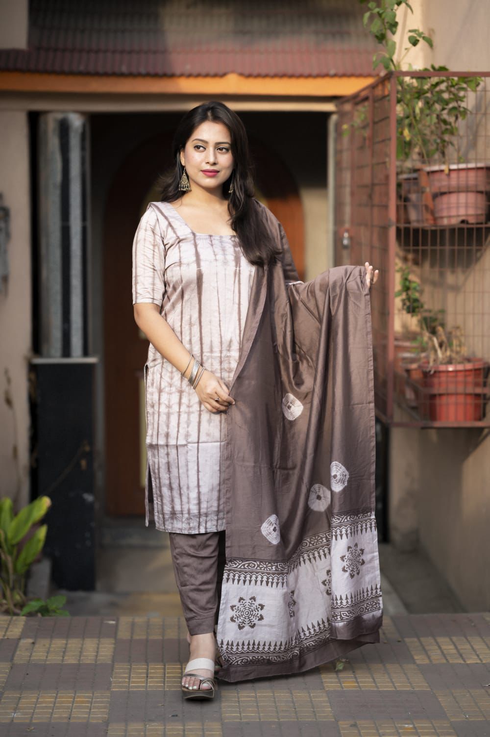 Chanderi cotton Shibory tye and dye kurti sets