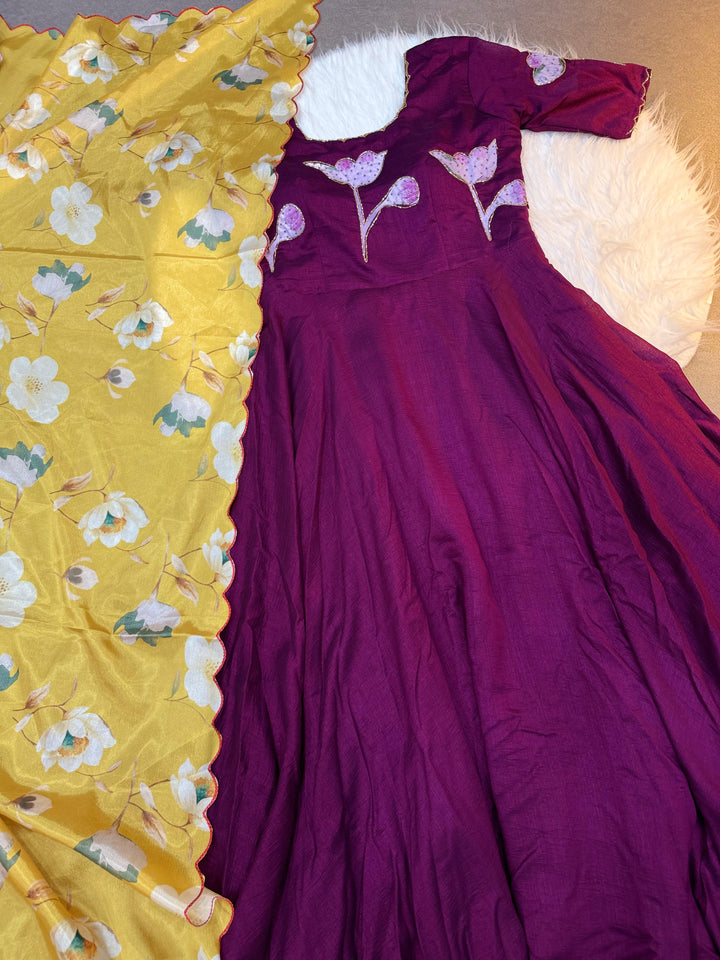 Hand painted with maggam Cafe Gowns