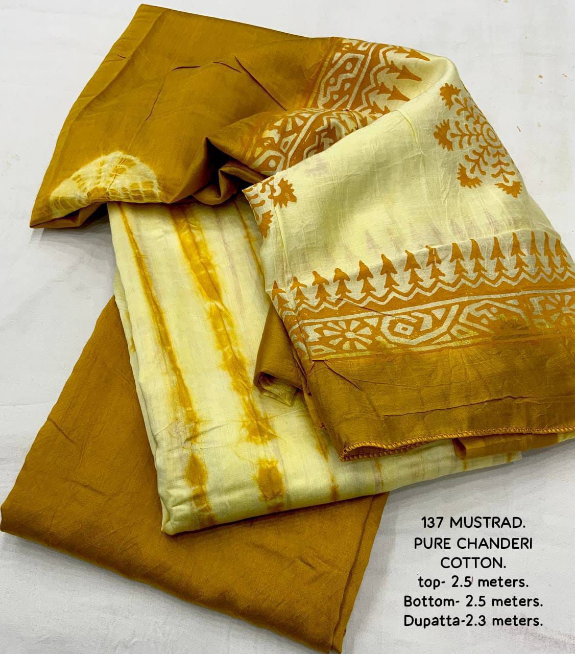 Chanderi cotton Shibory tye and dye kurti sets