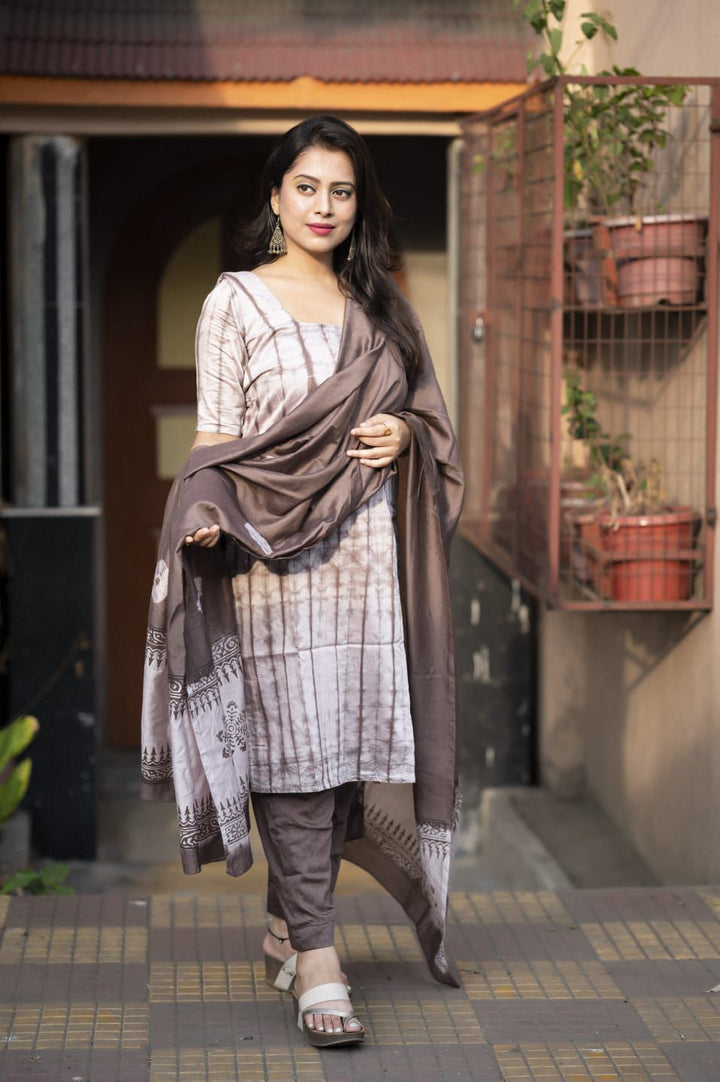 Chanderi cotton Shibory tye and dye kurti sets