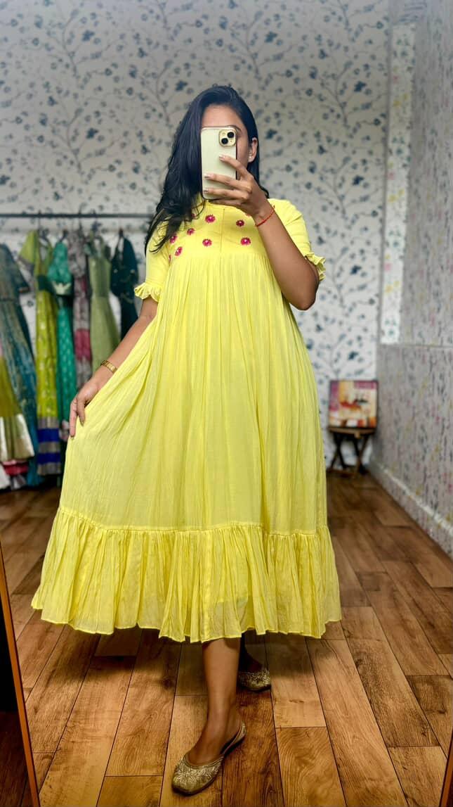 Mul Cotton  Pure Embroidery Crafted pure viscose Cafe Gowns