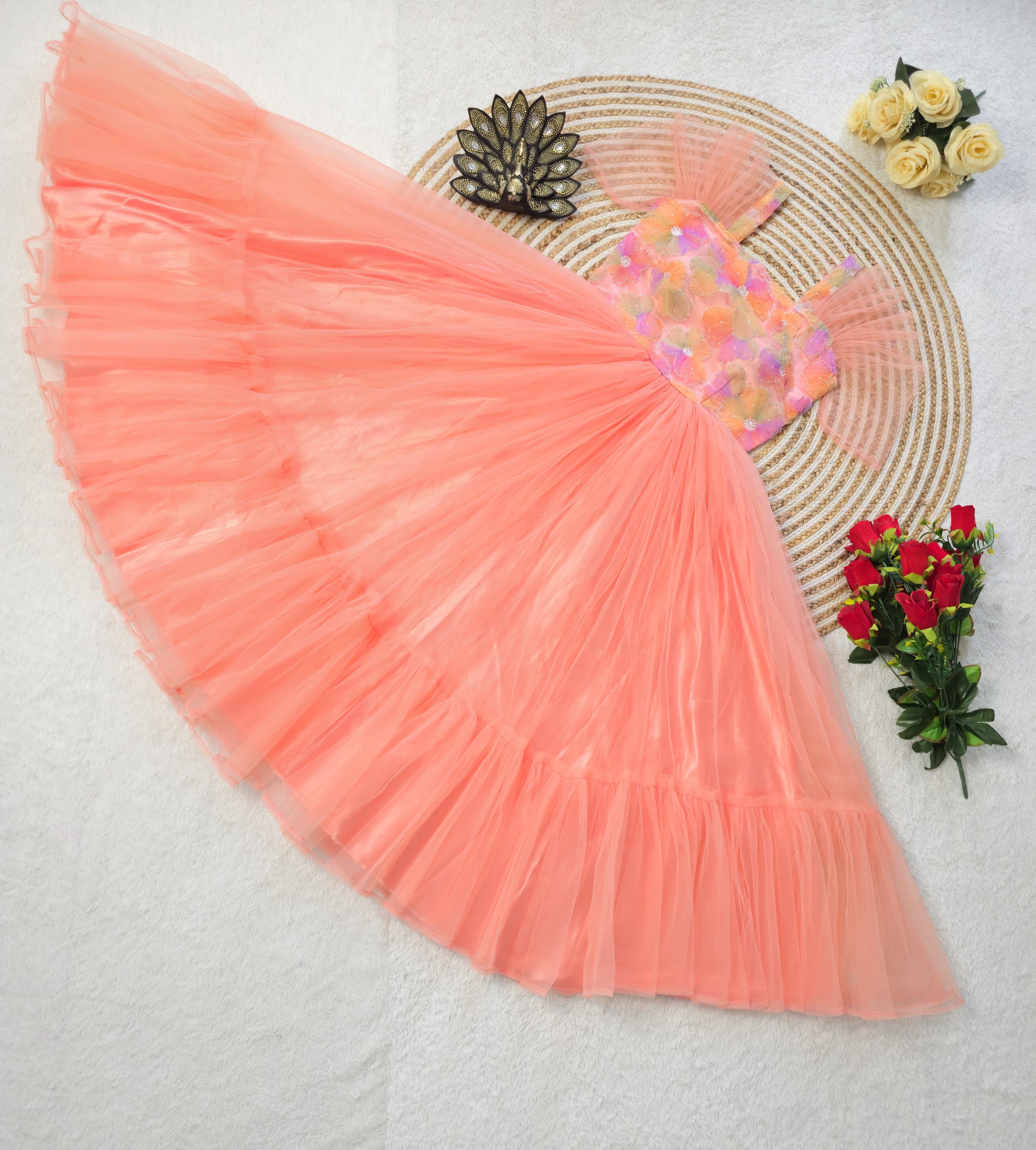 Cafe Gowns Premium soft net with designer work midi